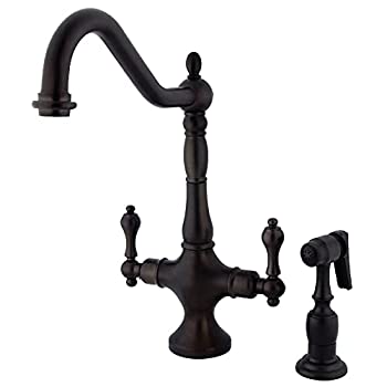 【中古】【輸入品・未使用】Kingston Brass KS1775ALBS Heritage Kitchen Faucet with Brass Sprayer%カンマ% 8-1/4-Inch%カンマ% Oil Rubbed Bronze by Kingston Brass|スカイマーケットプラス