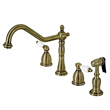 【中古】【輸入品・未使用】Kingston Brass KB1793PLBS 幅広キッチン蛇口 アンティーク真鍮