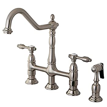 【中古】【輸入品・未使用】Kingston Brass KS1278ALBS Heritage 8-Inch Kitchen Faucet with Brass Sprayer%ｶﾝﾏ% Satin Nickel by Kingston Brass [並行輸入品]