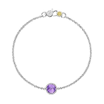 【中古】【インポート品・未当て嵌める】Tacori SB16701 スターリングしろがね色 ライラックブロッサム アメジスト ベゼルブレスレット 7in