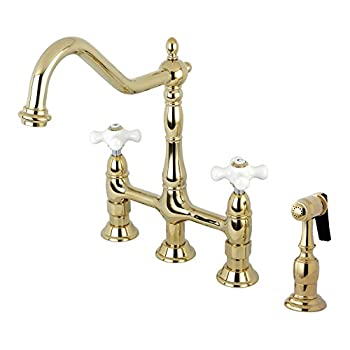 【中古】【輸入品・未使用】Kingston Brass KS1272PXBS Heritage Kitchen Faucet with Brass Sprayer%カンマ% 8-3/4-Inch%カンマ% Polished Brass by Kingston Brass|スカイマーケットプラス