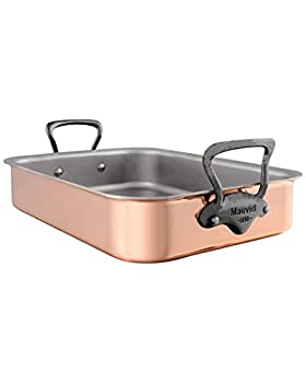 【中古】【輸入品・未使用】Mauviel MHeritage 150C 3層 20/70/10 銅ロースター ラック付き 鉄 電気メッキ Hndl 15.7インチ x 11.8インチ