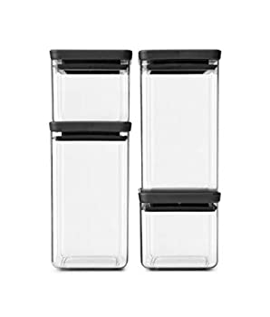 【中古】【輸入品・未使用】Brabantia Tasty +スクエアキャニスター4個セット、ダークグレー