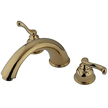 【中古】【輸入品・未使用】(Polished Brass) - Kingston Brass KS8362FL Royale Roman Tub Filler French Scroll Handle%ｶﾝﾏ% Polished Brass