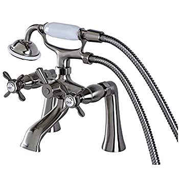 【中古】【インポート品・未当て嵌める】Kingston Brass KS288SN 7 インチ. Essex Centers Deck Mount Clawfoot Tub Filler with Hand Shower\u0026#44; Satin Nickel