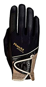 【中古】【輸入品・未使用】Roeckl ライディンググローブ マドリッド%ｶﾝﾏ% ブラックｰゴールド%ｶﾝﾏ% 6