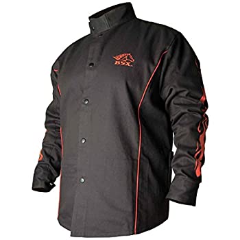 【中古】【輸入品・未使用】BSX ビーエスエックス フレームレジスタント コットン （難燃性コットン） ウェルディング （溶接用） ジャケット ブラック フレームス (XL)