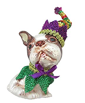 【中古】【輸入品・未使用】12月ダイヤモンドガラスオーナメント ? ボストンテリア マルディグラテーマ
