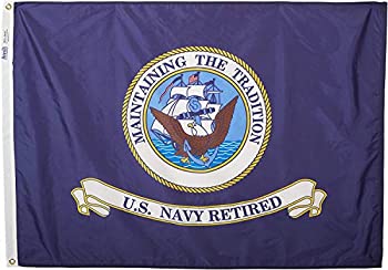 【中古】【輸入品・未使用】Annin Flagmakers 977524 3 ft. X 4 ft. Nyl-Glo U.S. Navy Retired Flag