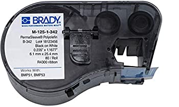 【中古】【輸入品・未使用】Brady M-125-1-342 Polyolefin B-342 Black on White Label Maker Cartridge%カンマ% 15/64 Width x 1-1/64 Height%カンマ% For BMP51/BMP53 Printers|スカイマーケットプラス