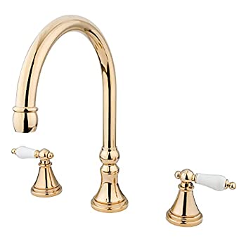 【中古】【輸入品・未使用】Kingston Brass KS2342PL ヘリテージローマン浴槽フィラー 磁器レバーハンドル付き 光沢真鍮