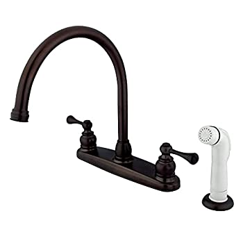 【中古】【輸入品・未使用】Kingston Brass KB725BL Vintage Gooseneck Kitchen Faucet with White Sprayer%ｶﾝﾏ% Oil Rubbed Bronze by Kingston Brass