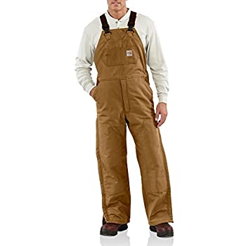 【中古】【輸入品・未使用】Carhartt Men's Flame Resistant Duck Bib Lined Overall%カンマ% Brown%カンマ% 46W x 34L|スカイマーケットプラス