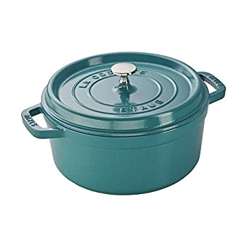 【中古】【インポート品・未当てはめる】STAUB 鋳鉄 4クオート ラウンドココット 青緑色