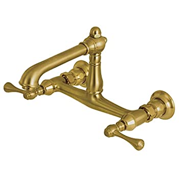 【中古】【輸入品・未使用】Kingston Brass KS7247BL 英国 壁取り付け ベッセルシンク蛇口 6-5/8インチ サテン真鍮