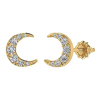 【中古】【輸入品・未使用】ダイヤモンド イヤリング 三日月ルナ スタッド 1/2 ctw 14K ソリッドゴールド (I%ｶﾝﾏ%I1)%ｶﾝﾏ% 金属%ｶﾝﾏ% ダイヤモンド