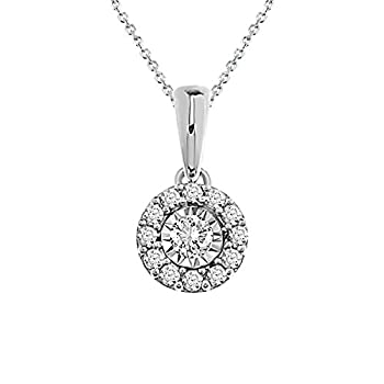 【中古】【輸入品・未使用】1?/ 5?cttwラウンドカットReal Diamond Halo Cluster Pendant with 18?%ﾀﾞﾌﾞﾙｸｫｰﾃ%チェーンネックレススターリングシルバー