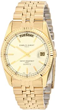 【中古】【輸入品・未使用】Charles-Hubert- Paris Mens Gold-Plated Quartz Watch #3400-OY｜スカイマーケットプラス