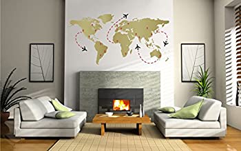 【中古】【輸入品・未使用】世界旅行 フライトマップ 壁デカール 35%ﾀﾞﾌﾞﾙｸｫｰﾃ% (H) X 70%ﾀﾞﾌﾞﾙｸｫｰﾃ% (W) ゴールド 1350-WALL-02-29