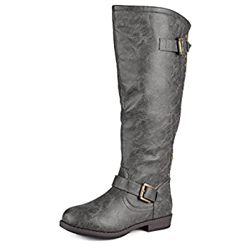 【中古】【輸入品・未使用】Brinley Co。Womens Extra Wide CalfニーハイStudded Riding Boots カラー: グレー|スカイマーケットプラス