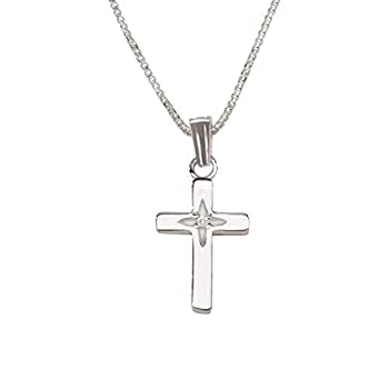 【中古】【輸入品・未使用】スターリングシルバークロスネックレス ダイヤモンドアクセント