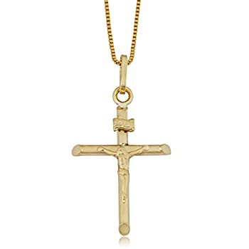 【中古】【インポート品・未当て嵌める】Kooljewelry 10K 黄色ゴールド はりつけ台首飾り (18in)