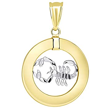 【中古】【輸入品・未使用】14K ツートーンゴールド オープンサークル 蠍座 星座 ペンダント