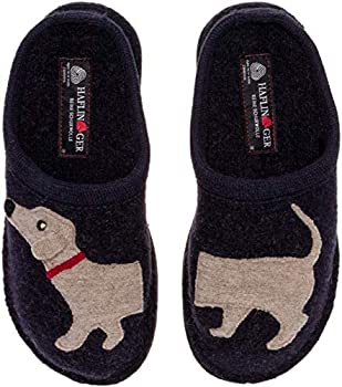 【中古】【インポート品・未当て嵌める】HAFLINGER Doggy レディース 羊毛家庭用スリッパ、旗がしら青み、39EU