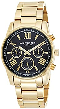 【中古】【インポート品・未当て嵌める】Akribos 多役立つことステンレススチールクロノグラフウォッチ ? 3つのサブダイアルコンプリケーションクォーツ ? メンズヘビーブレスレットウォッチ ?