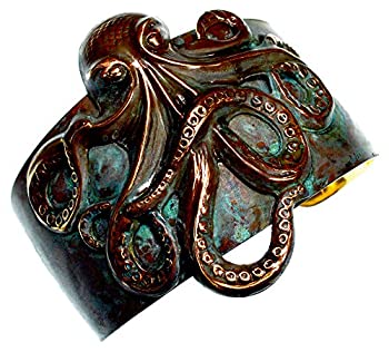 【中古】【輸入品・未使用】Verdigris パティナ 彫刻 タコ テーパード カフブレスレット｜スカイマーケットプラス