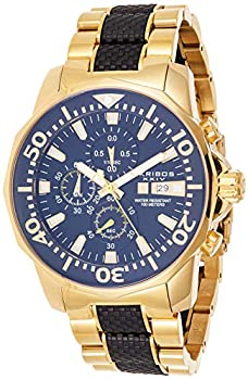【中古】【輸入品・未使用】Akribos XXIV Men 's ak857ygb DodecagonalブラックダイヤルクロノグラフクオーツGold ToneブレスレットWatch