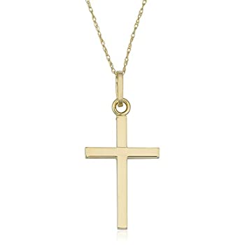 【中古】【輸入品・未使用】Kooljewelry 10Kイエローゴールド 高光沢クロスペンダント 繊細なロープチェーンネックレス (18インチ)｜スカイマーケットプラス
