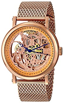 【中古】【輸入品・未使用】Akribos XXIV Men 's ak732rg「Bravura」ローズゴールド調自動ステンレススチールWatch withメッシュブレスレット