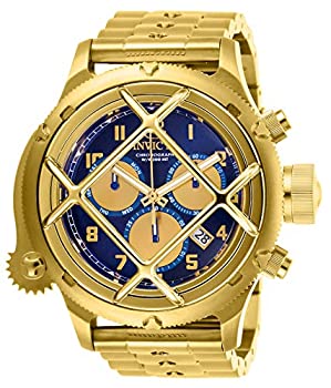 【中古】【輸入品・未使用】Invicta Men 26464 Russian Diver Quartz Chronograph Blue%ｶﾝﾏ% Gold Dial Watch