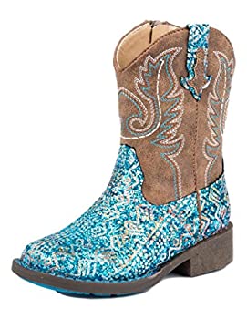 【中古】【インポート品・未当てはめる】Roper Childrens Glitter Aztec Rnd青色ブーツ 青色