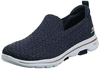 【中古】【インポート品・未当て嵌める】Skechers Women\u0027s GO Walk 5 - Brave Shoe%ｶﾝﾏ% Navy/Gold%ｶﾝﾏ% 8 M US スリッポン-靴-レディース靴