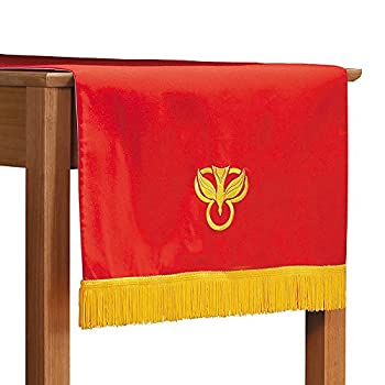【中古】【インポート品・未当て嵌める】Beautifully Embroidered Reversible Table Runner Red/White With Gold Fringe