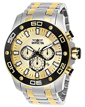 【中古】【インポート品・未当て嵌める】Invicta Men\u0027s 26080 Pro Diver Quartz Chronograph Gold Dial Watch