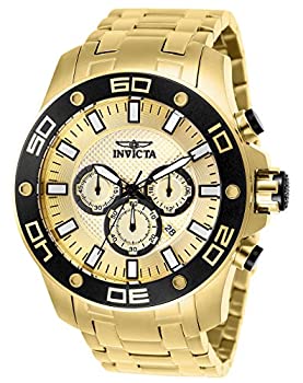 【中古】【インポート品・未当て嵌める】Invicta Men\u0027s 26079 Pro Diver Quartz Chronograph Gold Dial Watch