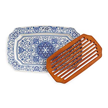 【中古】【インポート品・未当てはめる】Spode Judaica ラージサイズ チャラー 御盆 木製差し入れる付き添い人