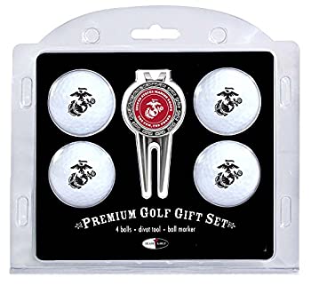 【中古】【輸入品・未使用】Team Golf ミリタリー 海兵隊 規定サイズ ゴルフボール (4個) & ディボットツール 取り外し可能な両面磁気マーカー付き｜スカイマーケットプラス