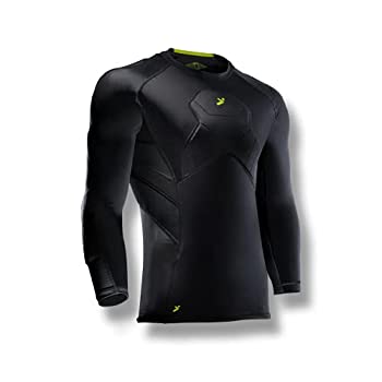 【中古】【インポート品・未当て嵌める】Storelli BodyShield キーパー 3/4 アンダーシャツ 軽さコンプレッションサッカーシャツ チェストプロテクター 肘と肩のパッド 黒いこと S