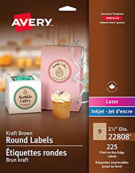 【中古】【輸入品・未使用】Avery 端まで印刷されたクラフトブラウンラウンドギフトラベル 2-1/2インチ 225枚入り(22808)