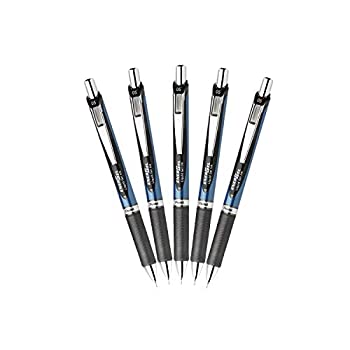 【中古】【インポート品・未当てはめる】Pentel EnerGel晴れ晴れしいRTX 書き込み式流動物先だつもの書きもの、0.5粍、好いたらしいな伝達ルート、針の先、黒いことインキ / 青碧上半身 / 5本のありがた味書き割り（当