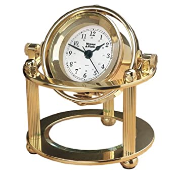 【中古】【輸入品・未使用】Weems \u0026 Plath Solarisデスククロックwith長方形真鍮彫刻プレート