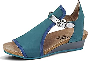 【中古】【輸入品・未使用】Naot Footwear レディース Fiona ウェッジサンダル%ｶﾝﾏ% ティールヌバック/オイリーブルーヌバック/シルバーラスター%ｶﾝﾏ% 5