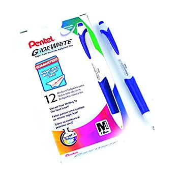 【中古】【輸入品・未使用】Pentel ペン GlideWrite ボールペン TechniFLO インク - 12本のブルーインクペン 1.0mm ノック式バレルデザイン - 握りやすく滑らかな書き心地