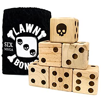【中古】【輸入品・未使用】[Brybelly]Brybelly Set of 6 Lawn Bones 3.5 Jumbo Pine Wood Dice with Carry Bag and Games Insert by SDIC-001 [並行輸入品]