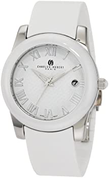 【中古】【インポート品・未当て嵌める】Charles-Hubert Paris 6888-W Womens Stainless Steel White Ceramic Bezel Quartz Watch