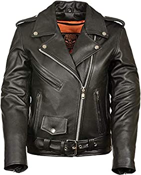 【中古】【輸入品・未使用】Ladies Leather Motorcycle Leather Jacket Plain Sides
